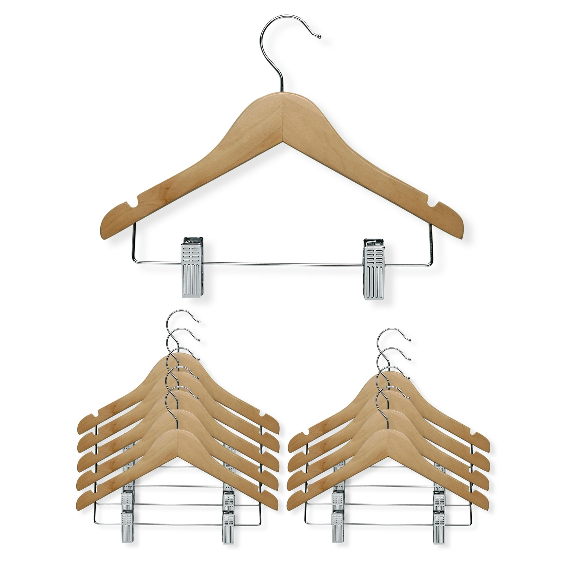 Maple Honey-Can-Do HNGT01225 10-Pack Kids Basic Hanger with Clips m Maple Honey-Can-Do HNGT01225 10-Pack Kids Basic Hanger with Clips m